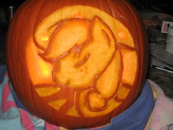 Size: 1000x750 | Tagged: safe, artist:focant, applejack, g4, applejack-o-lantern, carving, halloween, holiday, jack-o-lantern, pumpkin