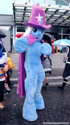 Size: 1000x1777 | Tagged: safe, artist:atalonthedeer, artist:deryoshi, trixie, human, g4, cosplay, fursuit, irl, irl human, photo