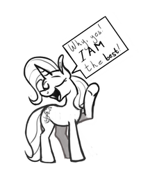 Size: 990x1094 | Tagged: safe, artist:enma-darei, trixie, pony, unicorn, g4, black and white, dialogue, female, grayscale, monochrome, sketch, solo, speech bubble