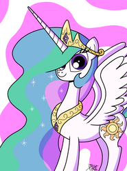 Size: 736x997 | Tagged: safe, artist:jay muniz, princess celestia, alicorn, pony, g4, cute, cutelestia, ethereal mane, female, looking at you, mare, smiling, solo, starry mane, wings