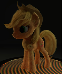 Size: 805x960 | Tagged: safe, artist:ryalo132, edit, applejack, pony, g4, 3d, cowboy hat, detailed hair, female, fluffy, hat, solo, standing, stetson