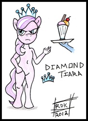 Size: 470x644 | Tagged: safe, artist:rdk, diamond tiara, earth pony, anthro, g4, brat, traditional art