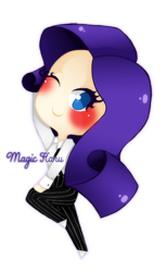 Size: 400x653 | Tagged: safe, artist:magicharu, rarity, human, g4, blushing, chibi, female, humanized, solo