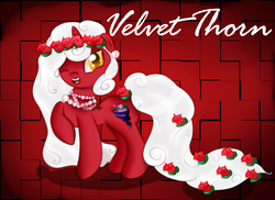Size: 1986x1446 | Tagged: safe, artist:syico, oc, oc only, oc:velvet thorn, pony, unicorn, floral head wreath, solo