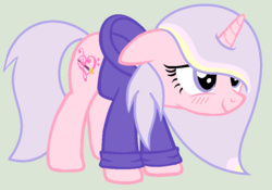 Size: 904x634 | Tagged: safe, artist:unicornoftwinkle, oc, oc only, pony, unicorn, blushing, clothes, hoodie, recolor, solo