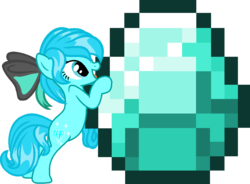 Size: 931x684 | Tagged: safe, artist:laser-pancakes, oc, oc only, earth pony, pony, bow, diamond, minecraft, recolor, solo