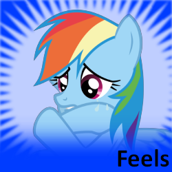Size: 250x250 | Tagged: safe, rainbow dash, g4, feels, female, meta, official spoiler image, solo, spoilered image joke
