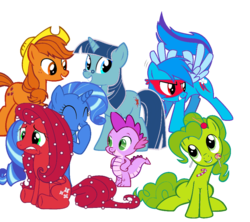 Size: 852x757 | Tagged: safe, artist:xgamergirl3, edit, applejack, fluttershy, pinkie pie, rainbow dash, rarity, spike, twilight sparkle, g4, flaky, handy, happy tree friends, mane seven, mane six, nutty (happy tree friends), petunia (happy tree friends), sniffles (happy tree friends), splendid, this will end in pain, this will end in tears, this will end in tears and/or death, toothy (happy tree friends)