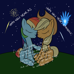 Size: 1000x1000 | Tagged: safe, artist:redesine, applejack, rainbow dash, ask applejack and rainbow dash, g4, 2012, ask, fireworks, new year