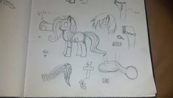 Size: 1190x671 | Tagged: safe, artist:raven-kipper, fluttershy, g4, chains, collage, cross, paper, sketch, spiked wristband, wings