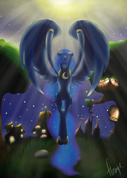 Size: 1500x2100 | Tagged: safe, artist:hengebellika, princess luna, g4, female, moon, solo