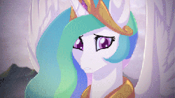 Size: 384x216 | Tagged: dead source, safe, artist:rizcifra, princess celestia, alicorn, pony, g4, animated, depressedia, female, flapping, floppy ears, flying, frown, mare, sad, solo, wip