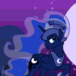 Size: 150x150 | Tagged: dead source, source needed, safe, artist:jaquelindreamz, princess luna, g4, animated, moon, night, prince artemis, rule 63, solo, wind blowing, windswept mane