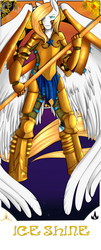 Size: 2749x6788 | Tagged: safe, artist:azure-doodle, oc, oc only, oc:ice shine, pegasus, anthro, anthro oc, armor, epic, guard, poster, royal guard, solo, staff, wings