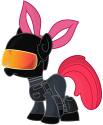 Size: 5880x7140 | Tagged: safe, artist:radiationalpha, apple bloom, g4, absurd resolution, armor, equestrian foundation, faint discharge, fapple doom, female, knife, scp foundation, simple background, solo, transparent background, vector