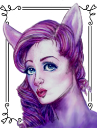 Size: 1413x1857 | Tagged: safe, artist:felvita, rarity, human, g4, eared humanization, female, humanized, light skin, lipstick, portrait, solo