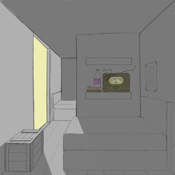 Size: 1000x1000 | Tagged: safe, artist:facade, fallout equestria, boxcar, dark, interior, wip