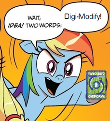 Size: 334x366 | Tagged: safe, rainbow dash, g4, card, digimon, digimon tamers, exploitable meme, meme, two words meme