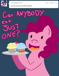 Size: 500x647 | Tagged: safe, artist:steveholt, pinkie pie, g4, cupcake, female, pinkie pie answers, solo, tumblr