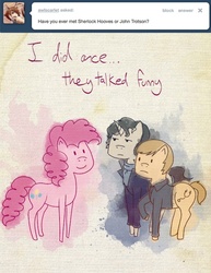 Size: 500x647 | Tagged: safe, artist:steveholt, pinkie pie, g4, clothes, john watson, pinkie pie answers, ponified, sherlock holmes, tumblr