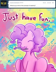 Size: 500x647 | Tagged: safe, artist:steveholt, pinkie pie, g4, female, mouth hold, paintbrush, pinkie pie answers, solo, tumblr