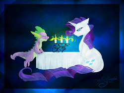 Size: 2000x1500 | Tagged: safe, artist:swiftyuki, rarity, spike, g4, female, male, ship:sparity, shipping, straight