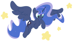 Size: 1000x568 | Tagged: safe, artist:perrydotto, princess luna, alicorn, pony, g4, female, flying, mare, simple background, solo, stars, transparent background