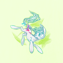 Size: 500x500 | Tagged: safe, artist:syntactics, oc, oc only, oc:mylittleawesome, earth pony, pony, abstract background, falling, male, mylittleawesome, paint, paintbrush, simple background, solo, stallion