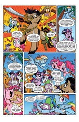 Size: 1073x1650 | Tagged: safe, idw, official comic, applejack, captain hoofbeard, fluttershy, pinkie pie, rainbow dash, rarity, twilight sparkle, alicorn, crab, dragon, earth pony, pegasus, pony, unicorn, g4, official, spoiler:comic, spoiler:comic13, amputee, comic, cutlass, ear piercing, earring, female, idw advertisement, jewelry, male, mane six, mare, mouth hold, necklace, piercing, preview, speech bubble, stallion, sword, twilight sparkle (alicorn), weapon