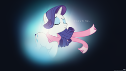 Size: 1920x1080 | Tagged: safe, artist:adrianimpalamata, artist:quanno3, rarity, g4, beautiful, clothes, female, hashtag, lens flare, scarf, solo, vector, wallpaper