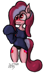 Size: 592x976 | Tagged: safe, artist:slitherkitty, oc, oc only, oc:sanguine sanguine, earth pony, anthro, anthro oc, nosebleed, solo