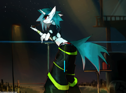 Size: 1251x926 | Tagged: safe, artist:foxinshadow, dj pon-3, vinyl scratch, anthro, g4, clothes, female, pipe, solo