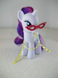 Size: 2748x3664 | Tagged: source needed, safe, rarity, g4, brushable, glasses, irl, measuring tape, photo, solo, toy