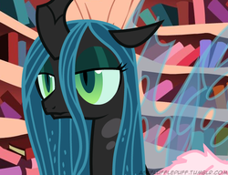 Size: 650x500 | Tagged: safe, artist:mixermike622, queen chrysalis, oc, oc:fluffle puff, g4, single panel