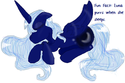 Size: 488x324 | Tagged: safe, artist:queen luna/luna the great, princess luna, alicorn, pony, g4, female, mare, queen luna, she remembered the mane shinies, sleeping, solo