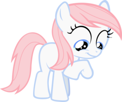 Size: 3094x2605 | Tagged: safe, artist:leapingriver, nurse redheart, earth pony, pony, g4, cute, female, filly, filly nurse redheart, heartabetes, looking down, raised hoof, simple background, smiling, solo, transparent background, vector, younger