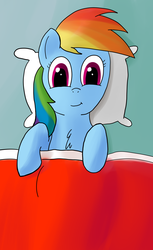 Size: 1381x2263 | Tagged: safe, artist:tggeko, rainbow dash, g4, bed, female, solo