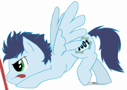 Size: 855x609 | Tagged: safe, artist:wonoz, soarin', g4, colt, male, solo, younger