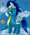 Size: 600x704 | Tagged: safe, artist:art-surgery, soarin', pegasus, pony, g4, clothes, cloud, cloudy, day, heart, male, on a cloud, pie, sky, solo, stallion, uniform, wonderbolts uniform