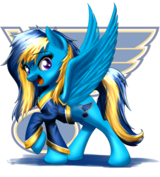Size: 2000x2200 | Tagged: safe, artist:mykegreywolf, oc, oc only, clothes, hockey, ice hockey, jersey, nhl, solo, st. louis blues