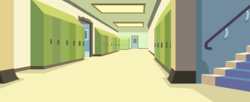 Size: 977x400 | Tagged: safe, equestria girls, g4, background, canterlot high, door, hallway, high school, no pony, scenery, stairs