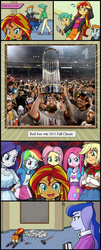 Size: 414x1023 | Tagged: safe, applejack, fluttershy, pinkie pie, princess luna, rainbow dash, rarity, snails, snips, sunset shimmer, vice principal luna, equestria girls, g4, baseball, boston red sox, exploitable meme, meme, mlb, sports, sunset's art critics, world series