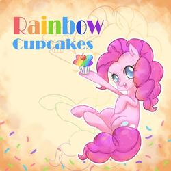 Size: 810x810 | Tagged: safe, artist:dun, pinkie pie, earth pony, pony, g4, cupcake, female, pixiv, rainbow cupcake, solo