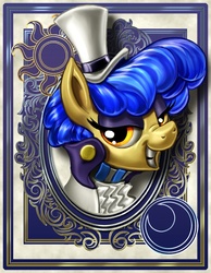 Size: 700x900 | Tagged: safe, artist:harwick, sapphire shores, earth pony, pony, harwick's sun/moon portraits, g4, clothes, female, hat, looking at you, mare, portrait, smiling, solo