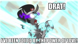 Size: 960x540 | Tagged: safe, edit, edited screencap, screencap, king sombra, g4, the crystal empire, glowing horn, horn, image macro, male, moonwalker, nostalgia critic, solo