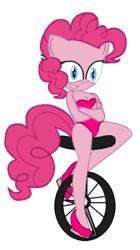 Size: 389x695 | Tagged: safe, artist:erichgrooms3, pinkie pie, earth pony, anthro, g4, female, solo, unicycle