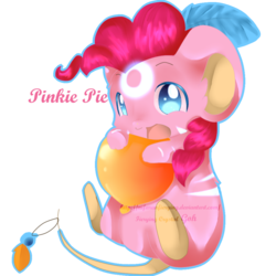 Size: 900x900 | Tagged: safe, artist:fierying, pinkie pie, mouse, g4, balloon, cute, female, mousified, pinkie mouse, shaman, simple background, solo, species swap, transformice, transparent background
