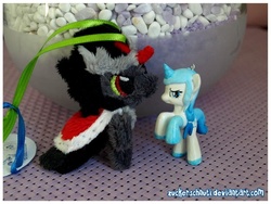 Size: 812x609 | Tagged: safe, artist:zuckerschnuti, king sombra, pony, unicorn, g4, chibi, irl, keychain, photo, plushie