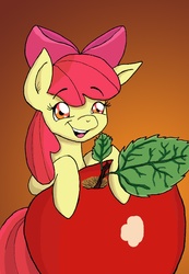 Size: 1010x1456 | Tagged: safe, artist:coulicath, apple bloom, earth pony, pony, g4, apple, female, filly, foal, solo