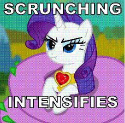 Size: 646x637 | Tagged: safe, edit, edited screencap, screencap, rarity, spike, dragon, pony, unicorn, g4, secret of my excess, :t, adult spike, animated, descriptive noise, eye twitch, fire ruby, frown, greed spike, image macro, jewelry, meme, necklace, nose wrinkle, scrunchy face, spikezilla, x intensifies